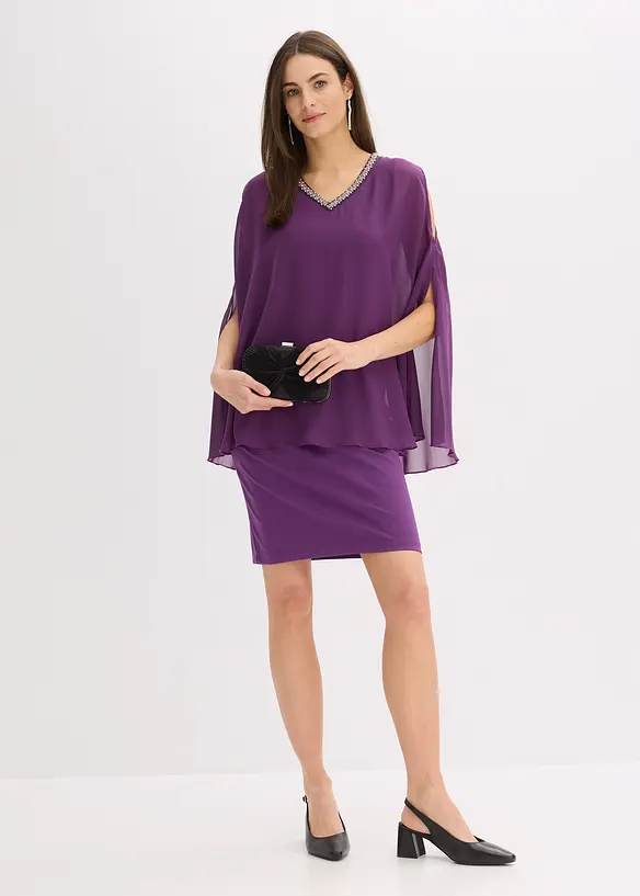 Abito di chiffon con decorazione di strass, bonprix