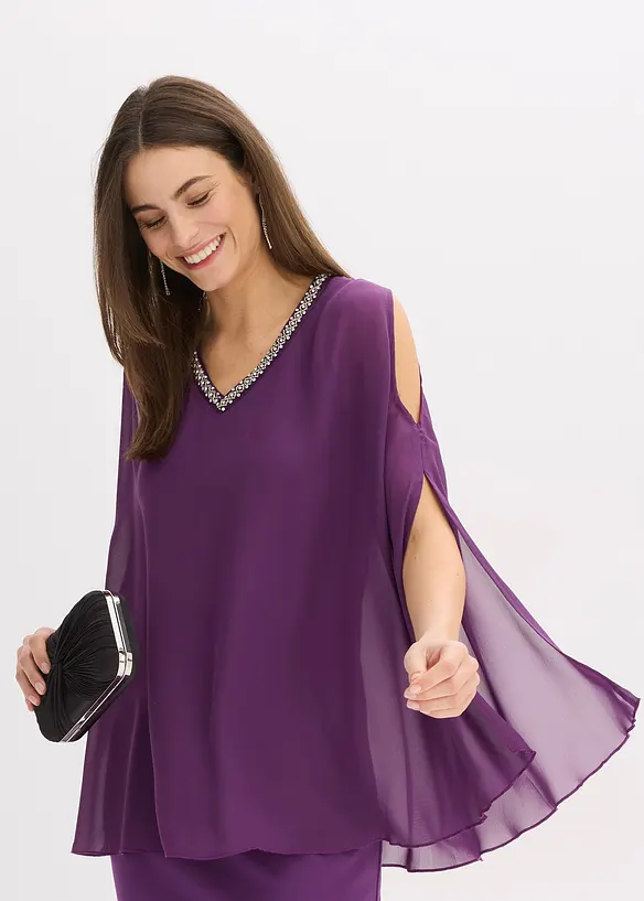 Abito di chiffon con decorazione di strass, bonprix
