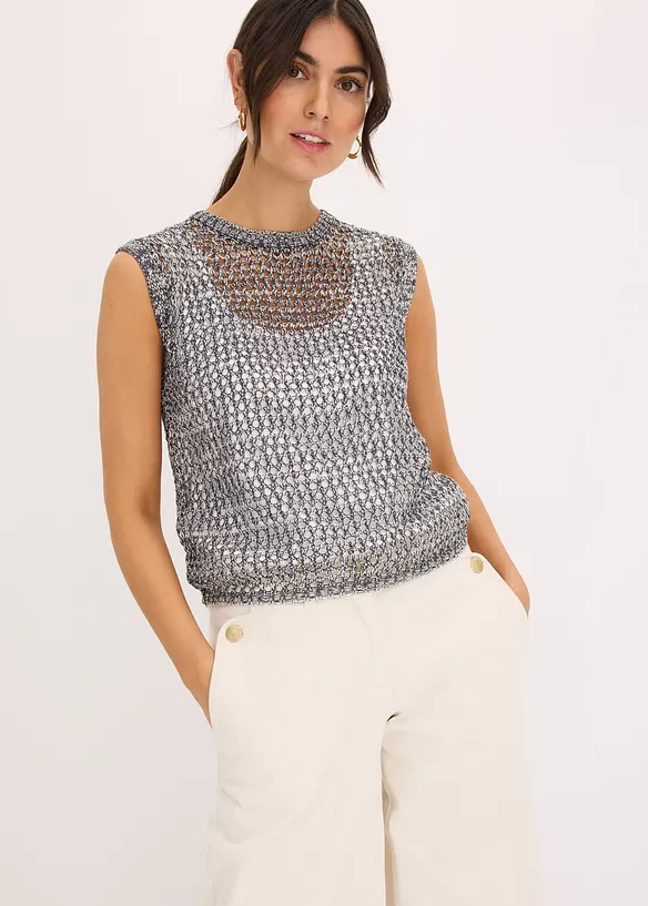 Top in filato a fettuccia, bonprix