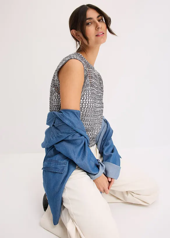 Top in filato a fettuccia, bonprix