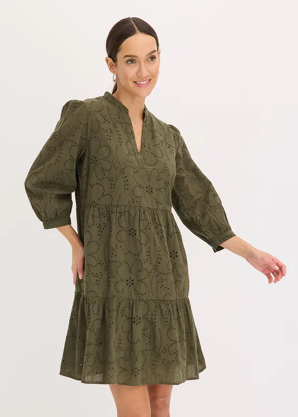 Abito tunica con ricami traforati, bonprix
