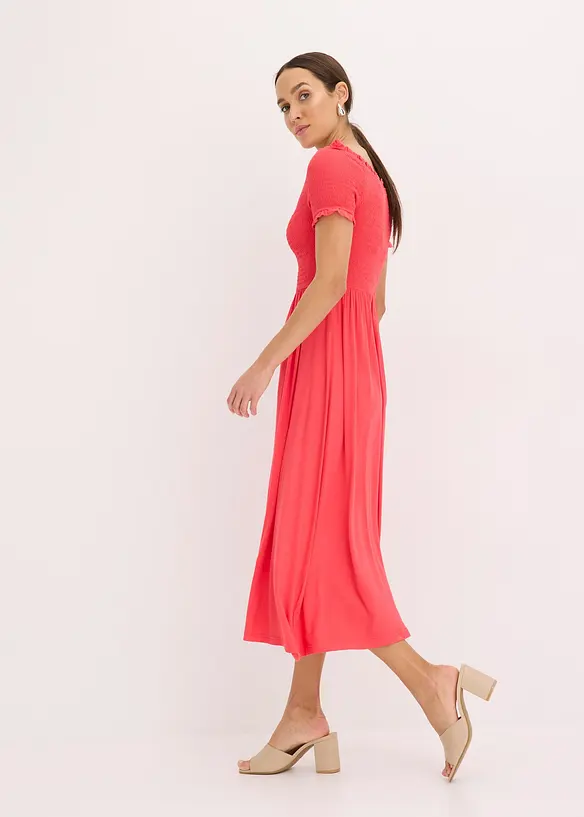 Abito midi con lavorazione a punto smock, bonprix