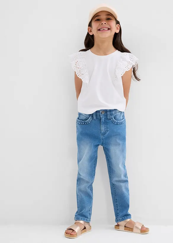 Jeans elasticizzati tapered, vita media, bonprix