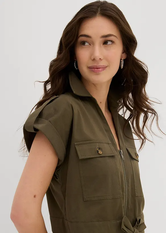 Abito in twill di misto cotone elasticizzato, bonprix
