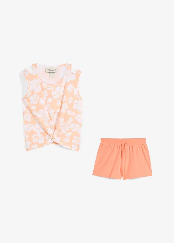 Top e pantaloni corti in misto cotone biologico (set 2 pezzi), bonprix