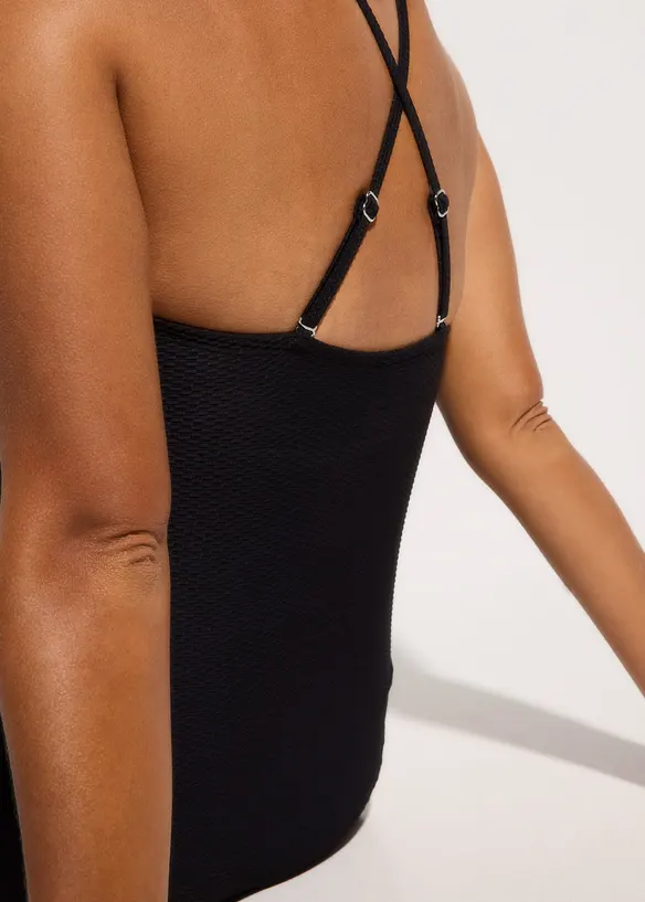 Costume intero in tessuto operato con effetto modellante medio, bonprix