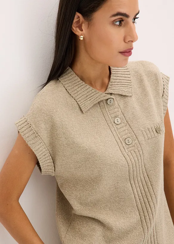 Maglione polo con cotone, bonprix