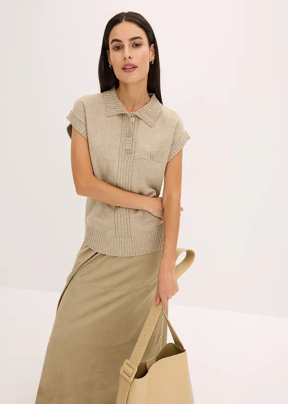 Maglione polo con cotone, bonprix