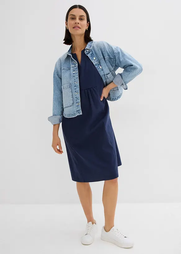 Abito tunica con tasche in misto lino e cotone, bonprix