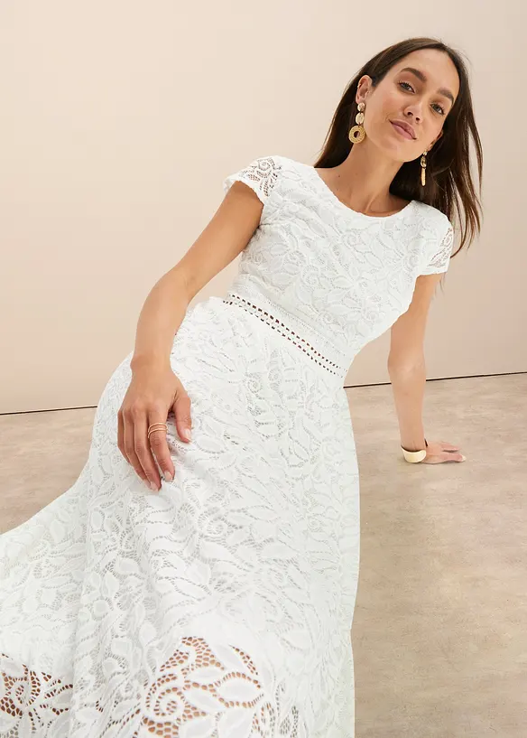 Abito in pizzo con inserto effetto uncinetto in vita, bonprix