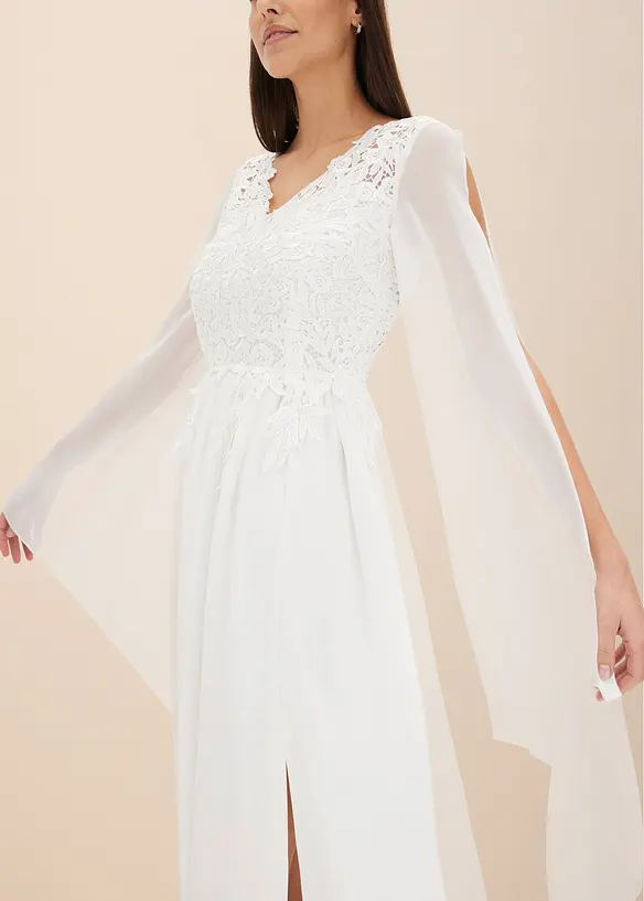 Abito da sposa in chiffon fine con pizzo, bonprix