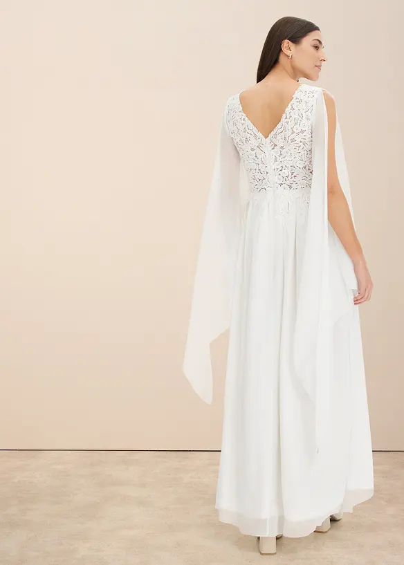 Abito da sposa in chiffon fine con pizzo, bonprix