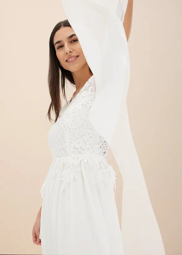 Abito da sposa in chiffon fine con pizzo, bonprix