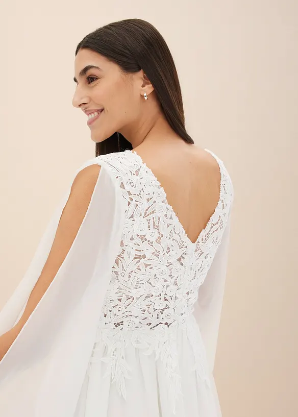 Abito da sposa in chiffon fine con pizzo, bonprix