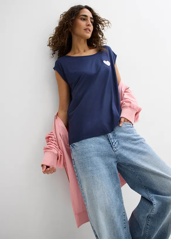 Maglia con fondo asimmetrico in misto viscosa fluente, bonprix