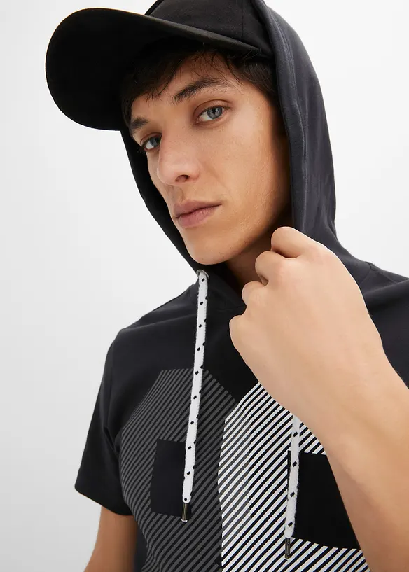 T-shirt con cappuccio in qualità pesante, bonprix