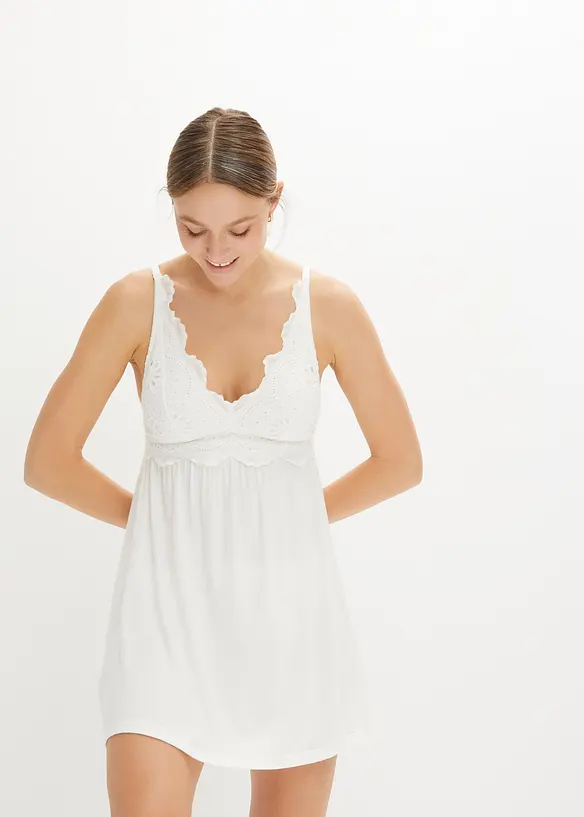 Sottoveste in viscosa con ricami traforati, bonprix