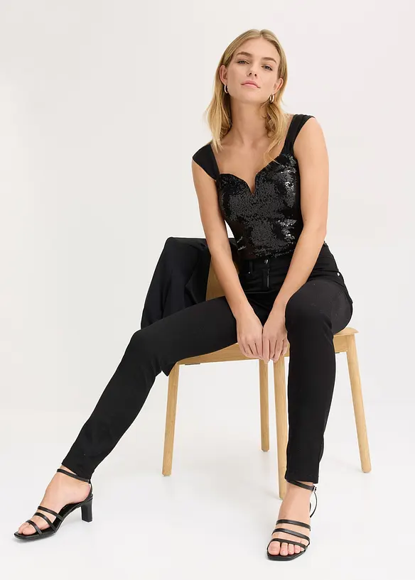 Body con paillettes, bonprix