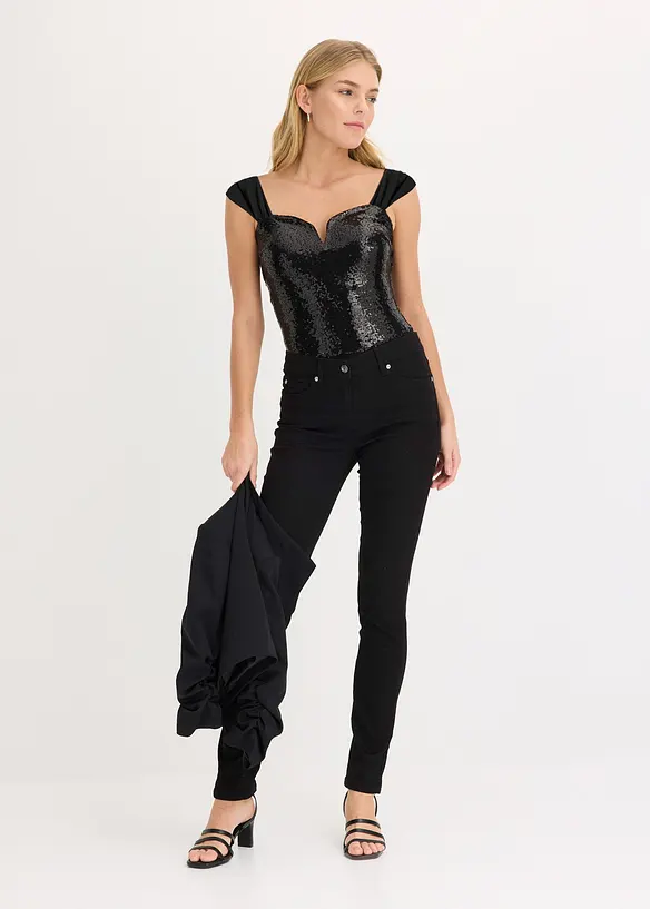 Body con paillettes, bonprix