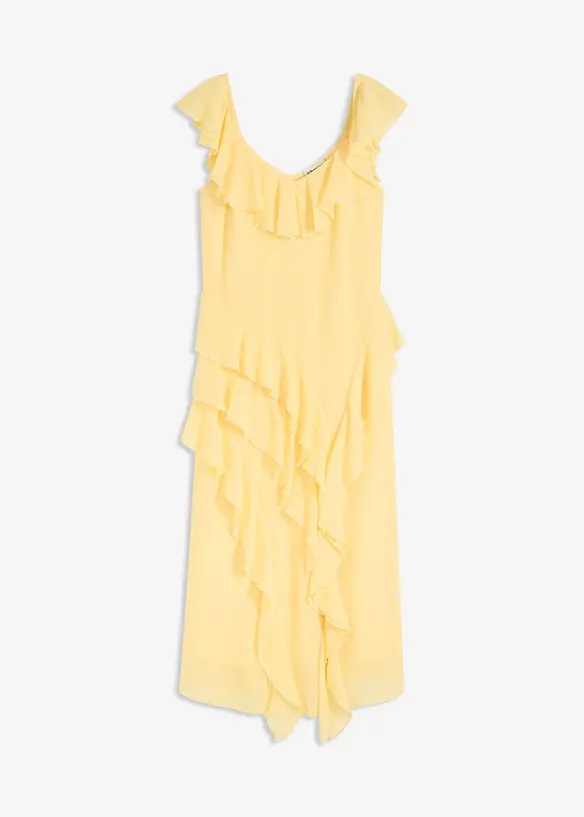 Abito di chiffon con spalline e volant, bonprix