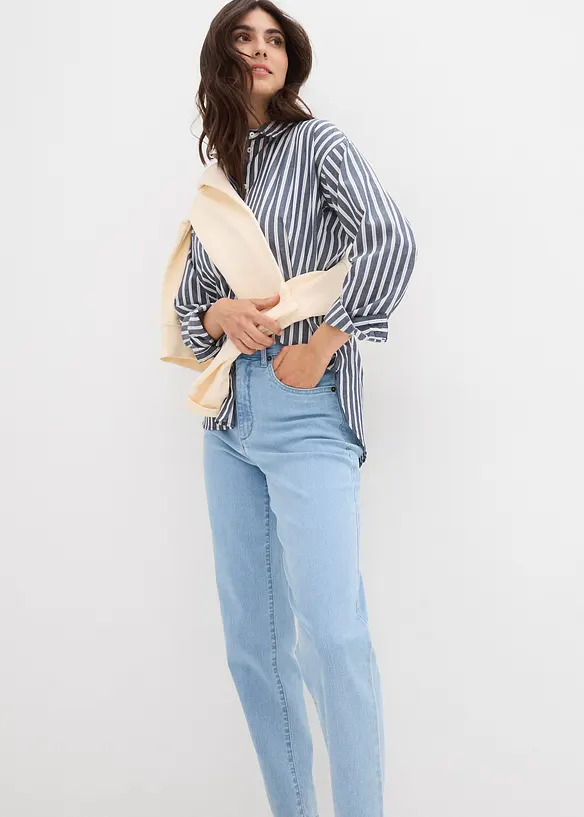 Mom jeans elasticizzati, a vita alta, bonprix