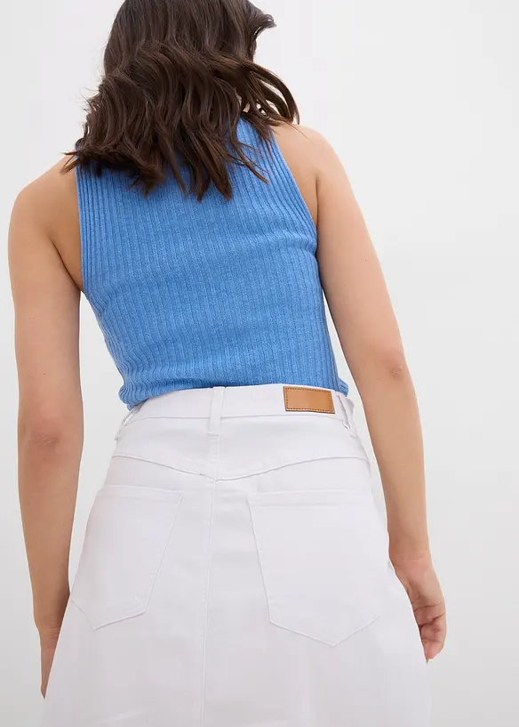 Gonna di jeans elasticizzata a vita alta, bonprix
