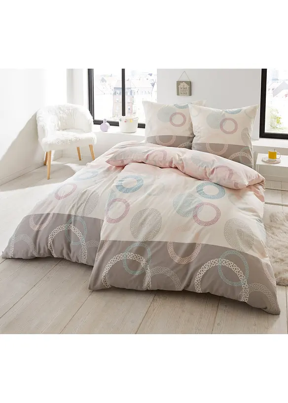 Biancheria Da Letto In Flanella Träumschön 135x200 Cm, 100% Cotone, Con Federa 80x80 Cm, Rosa/blu, Certificata OEKO-TEX