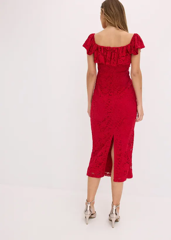 Abito in pizzo con maniche drappeggiate, bonprix