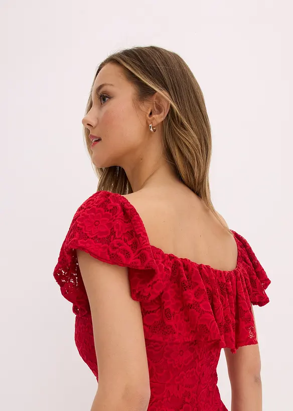 Abito in pizzo con maniche drappeggiate, bonprix