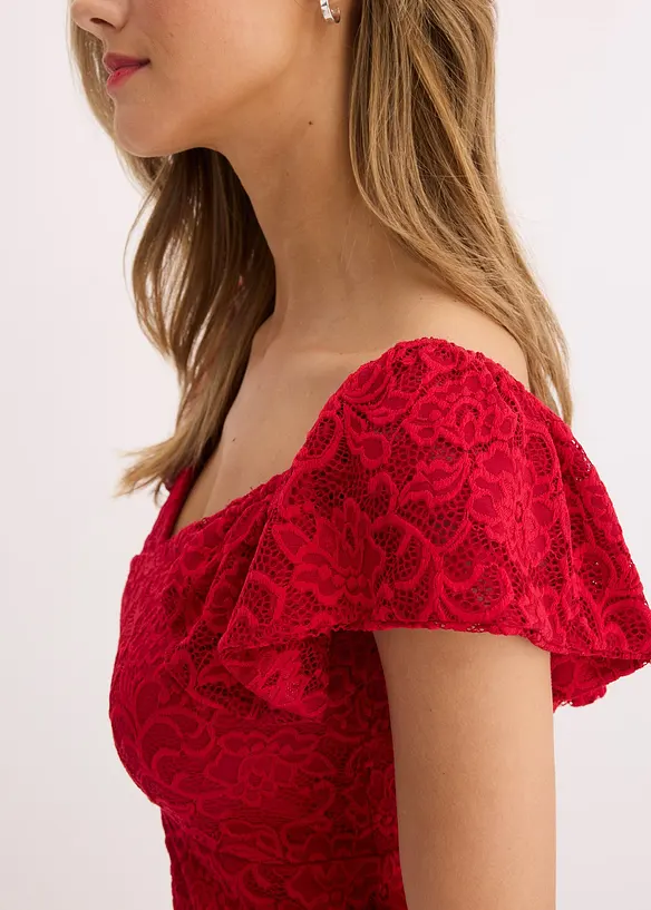 Abito in pizzo con maniche drappeggiate, bonprix