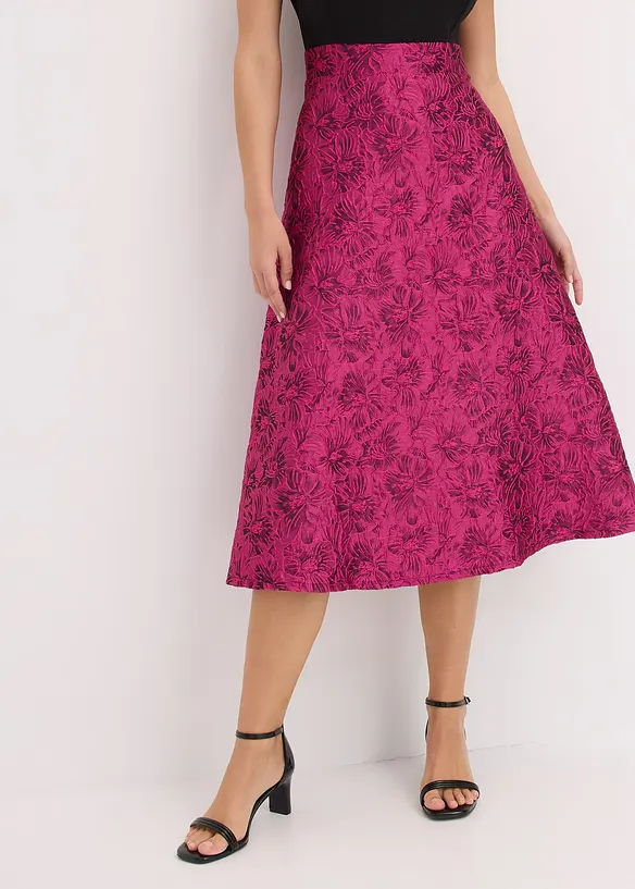 Abito midi con gonna in jacquard lucido, bonprix