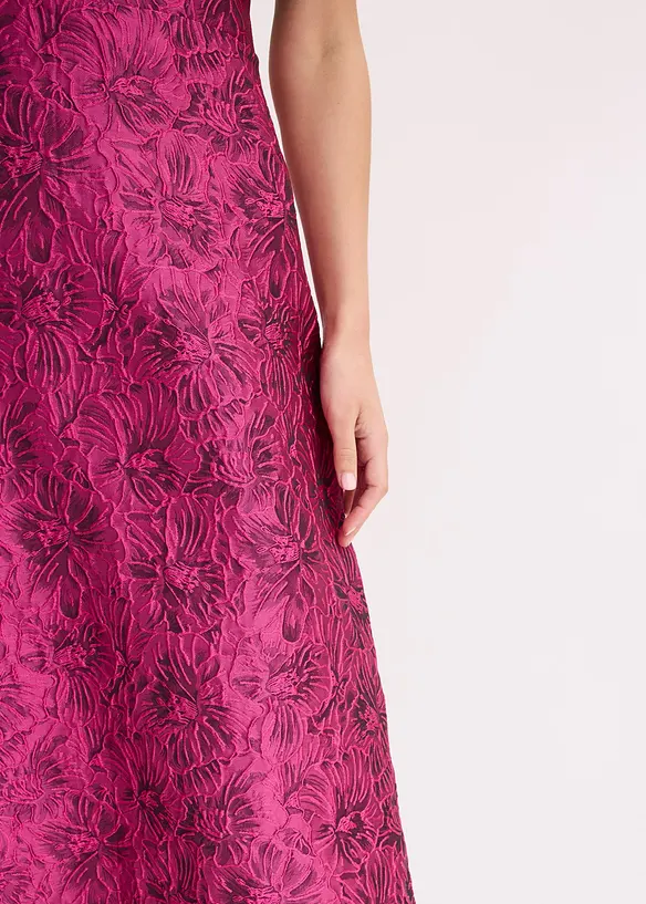 Abito midi con gonna in jacquard lucido, bonprix