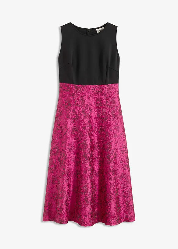 Abito midi con gonna in jacquard lucido, bonprix