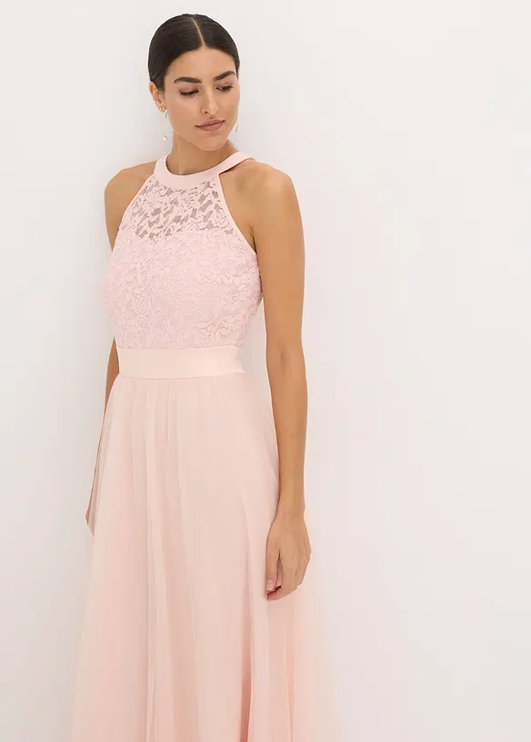 Abito lungo con pizzo e gonna di tulle, bonprix