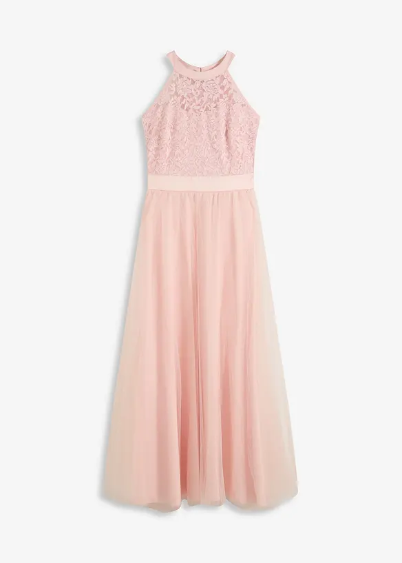 Abito lungo con pizzo e gonna di tulle, bonprix