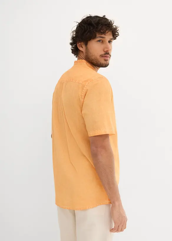 Camicia a maniche corte in look lavato, bonprix