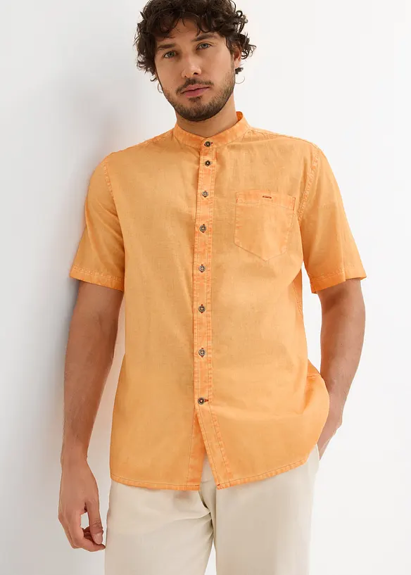 Camicia a maniche corte in look lavato, bonprix