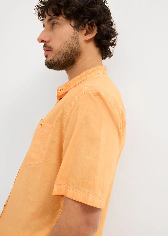 Camicia a maniche corte in look lavato, bonprix