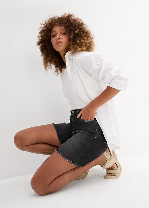 Shorts di jeans elasticizzati, a vita media, bonprix