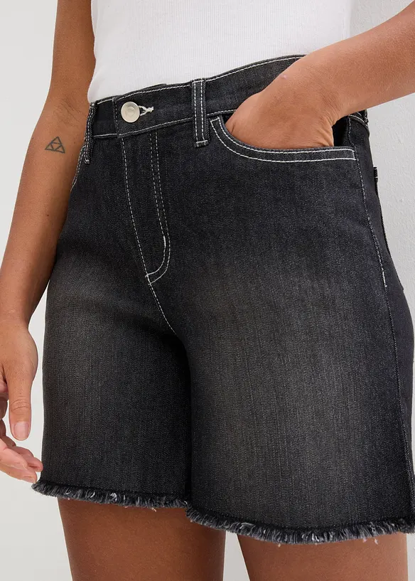 Shorts di jeans elasticizzati, a vita media, bonprix