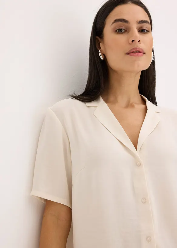 Camicetta in satin con colletto a revers, bonprix