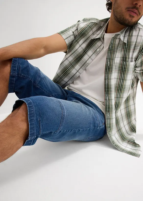 Bermuda in jeans lunghi elasticizzati, regular fit, bonprix