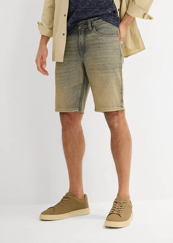 Bermuda in jeans elasticizzati dirty washed, regular fit, bonprix