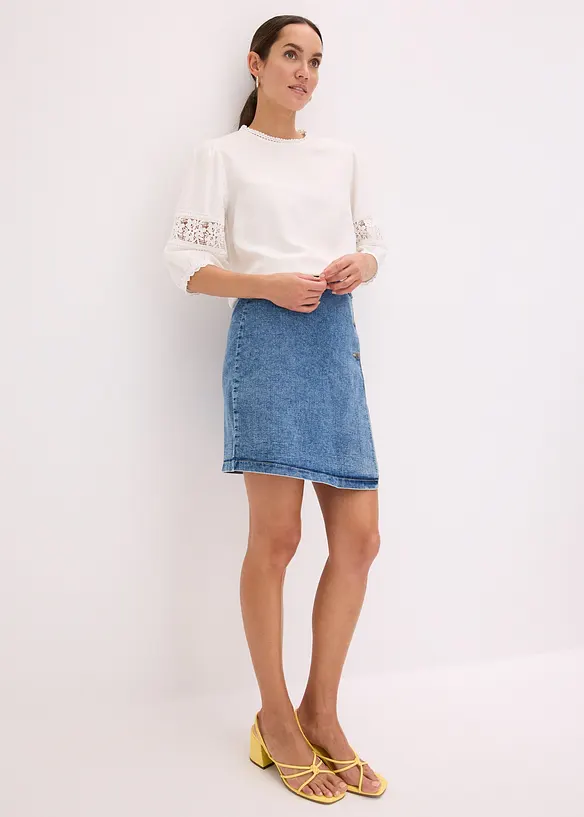 Blusa a maniche corte in misto lino, bonprix