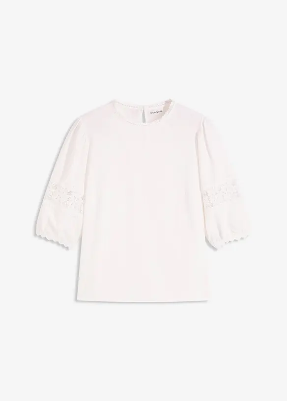 Blusa a maniche corte in misto lino, bonprix