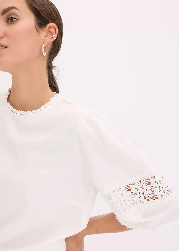 Blusa a maniche corte in misto lino, bonprix