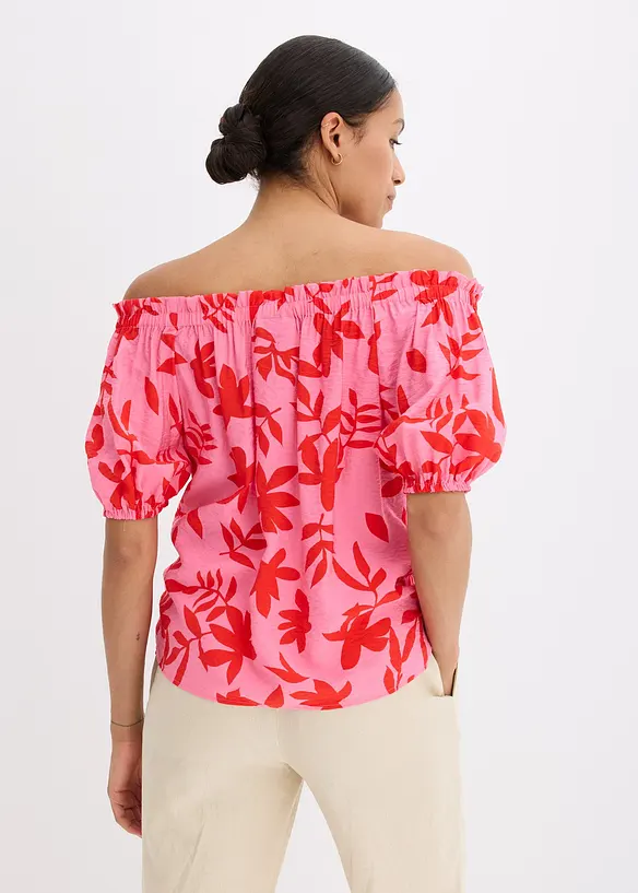 Blusa con spalle scoperte in misto viscosa fine, bonprix