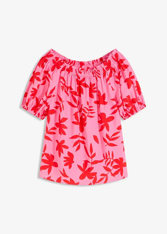 Blusa con spalle scoperte in misto viscosa fine, bonprix