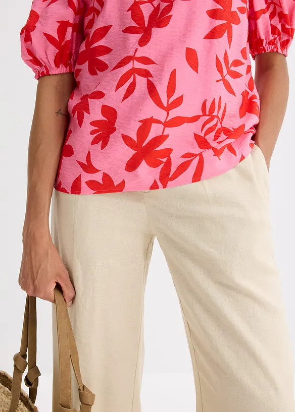 Blusa con spalle scoperte in misto viscosa fine, bonprix
