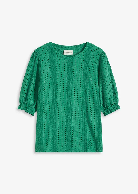 Maglia traforata con volant, bonprix